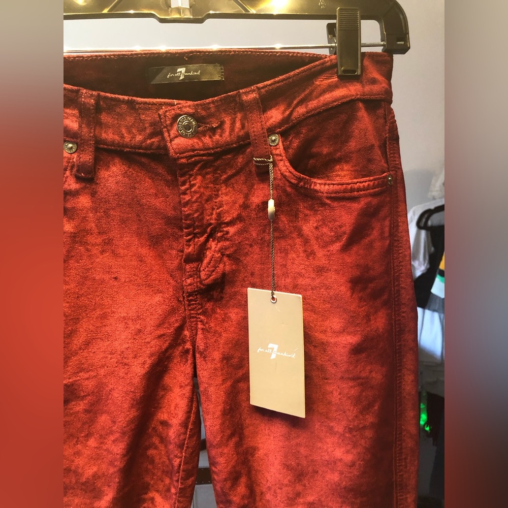 7 for all mankind Burgundy Velvet Pants 26 - Picture 10 of 12